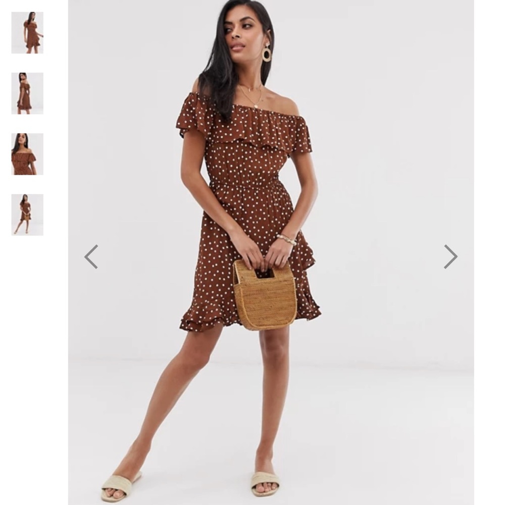 Bardot polka Dot swing dress